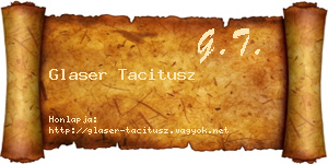 Glaser Tacitusz névjegykártya